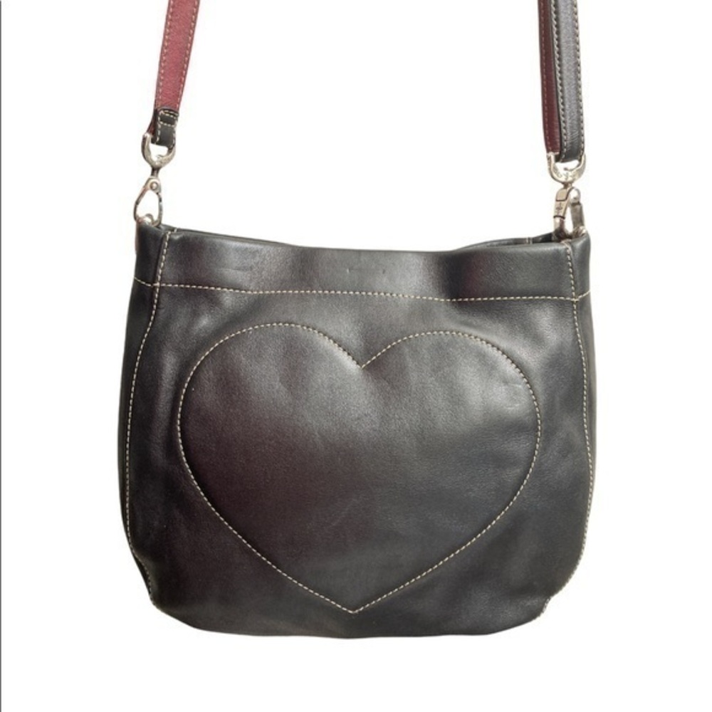 Brighton black leather hearts crossbody bag